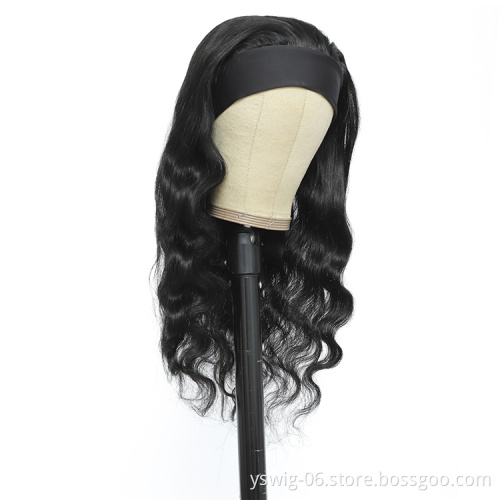 Wholesale Headband Wig Human Hair for Black Women, Body Wave Raw Virgin Human Hair Headband Wigs